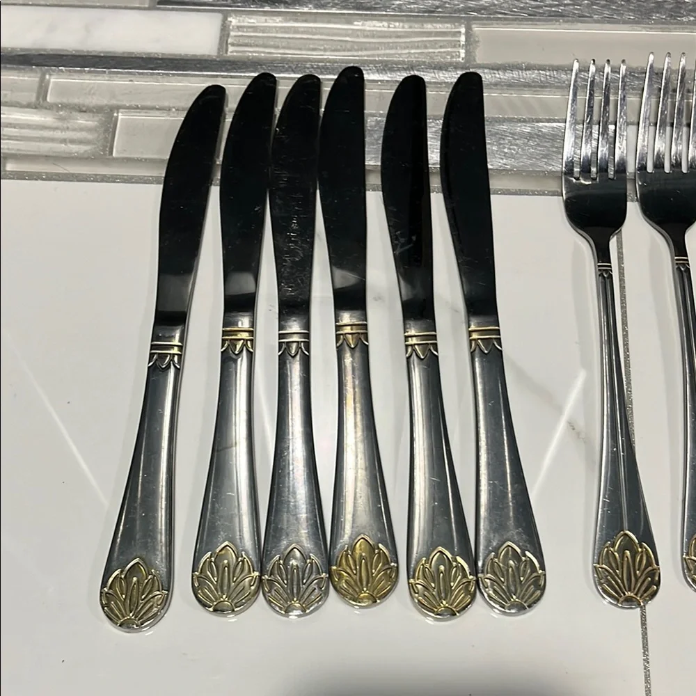 Silverware Trendyware Elegant Silver and Gold Flatware‎ Set 19 stainless steel